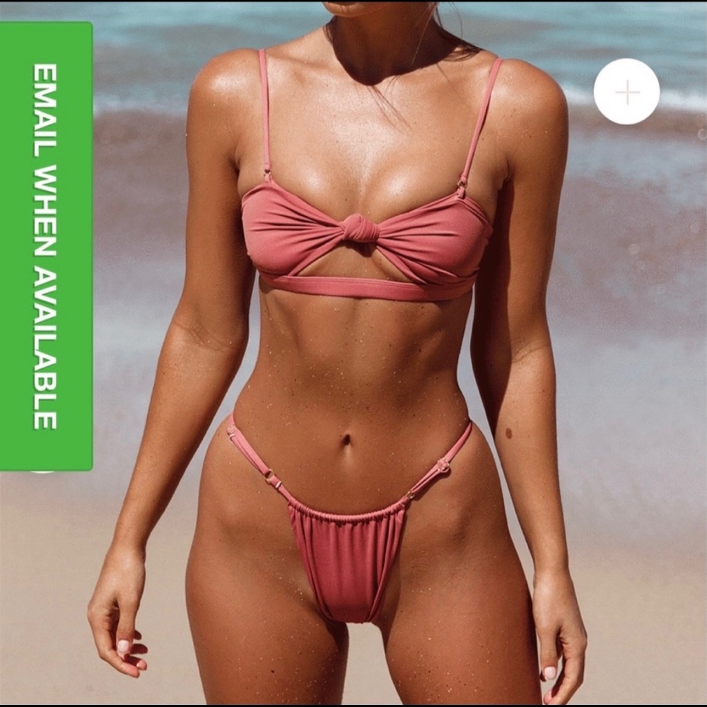 Mauve Pink Knot Front Bikini Set - Women's Swim